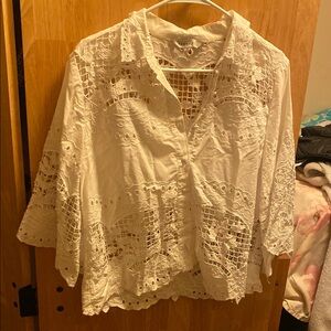Elegant White Lace Women's Top